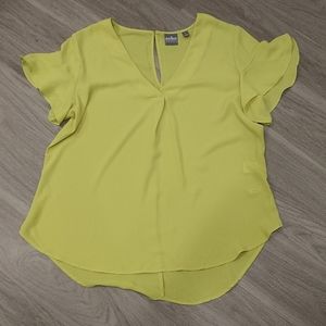 Lime Green Flowy Blouse Soho NY & Co Neon